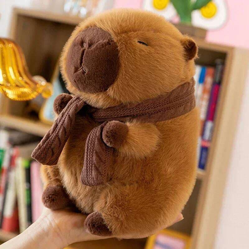22-30CM Hot Stuffed Cute Scarf Pufferfish Plush Kawaii Animal Toy Children's Birthday Gift Capybara Doll Kids Toys Y260128