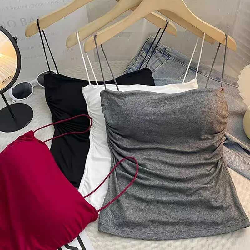 Sexy Sleeveless Tank Tops Women Casual Vest Crop Camisole Seamless Sports Underwear with Chest Pads Summer Female Bra Lingerie G251216