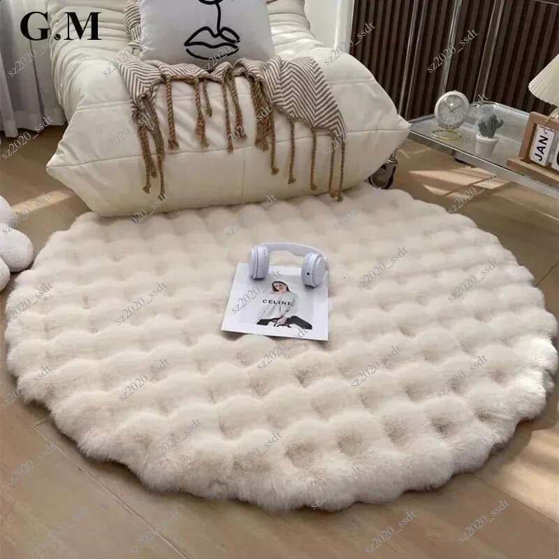 50cm diameter Nordic circular carpet, suitable for living room plush floor mats, soft area carpets, bedroom beds, anti slip fluffy carpet decorat