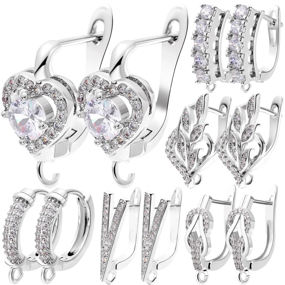 Juya DIY 18K Gold Silver Plated Women's Earring Material Anti-Allergy Basic Fastener Earwire Fixtures Stitches Earring Hooks