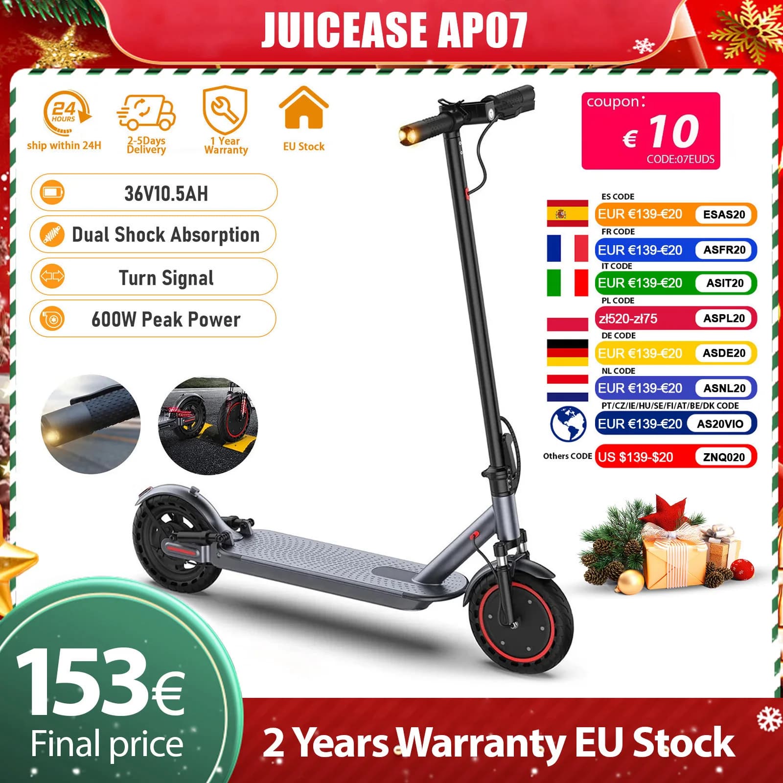 Juice ease Ap07 Elektro roller 35km Reichweite 8,5 Zoll Escooter 350W/600W Leistung 31 km/h App Roller elektrische Doppel dämpfung Blinker