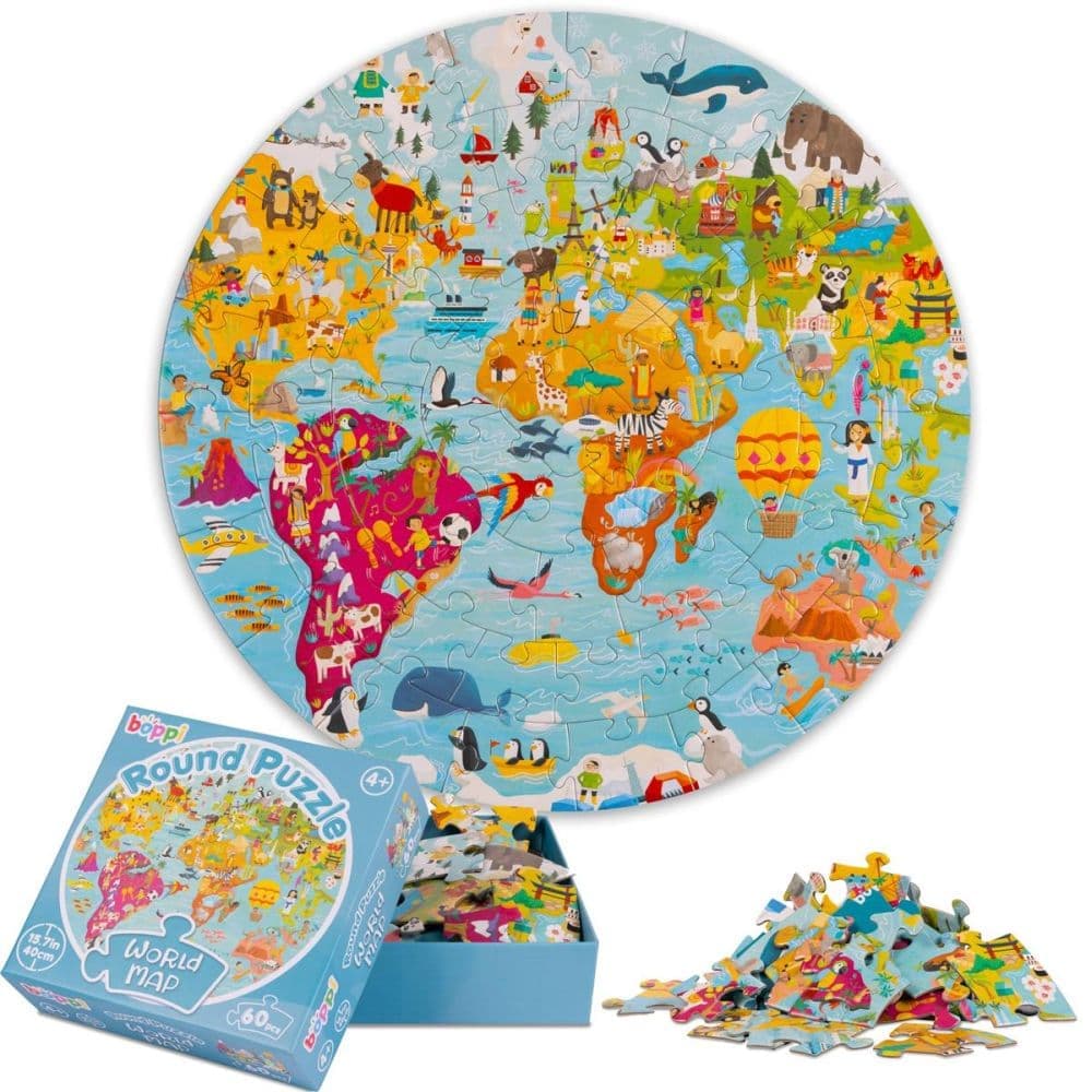 World Map 60 Piece Round Puzzle