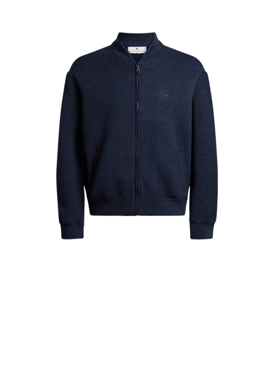 Etro, Jacquard Bomber Jacket With Arnica Motif, Man, Blue, Size 3XL