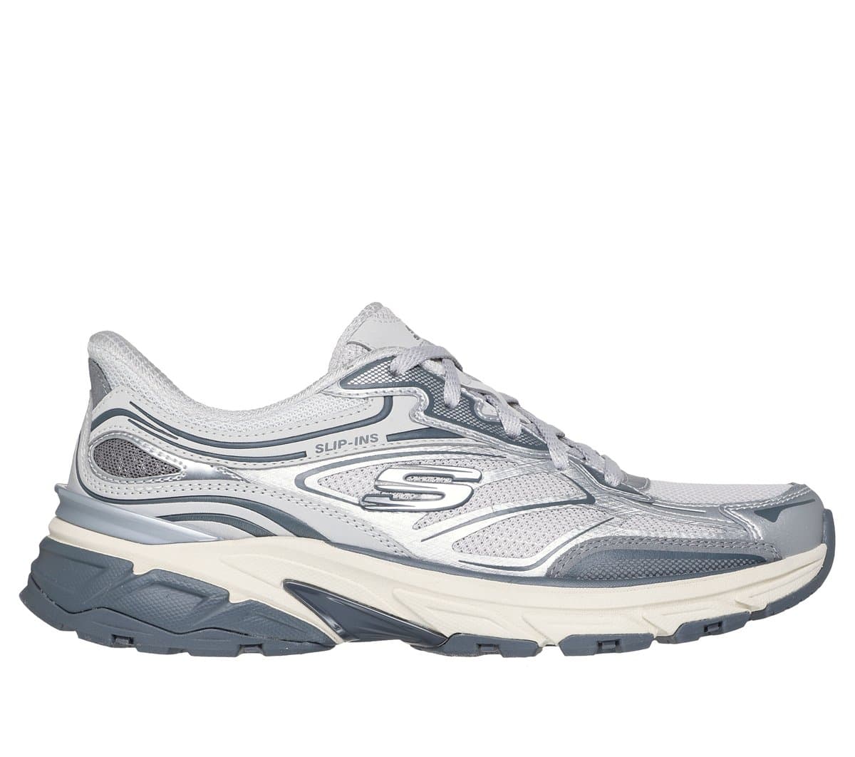 Skechers Damen Slip-ins:Stamina Sport Sneaker in Silber, Größe 35