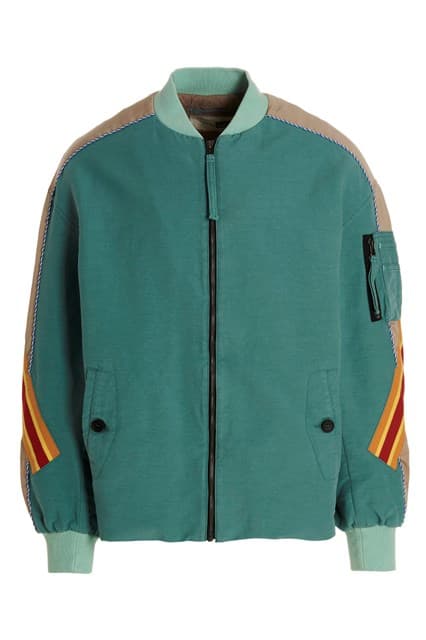contrast band bomber jacket