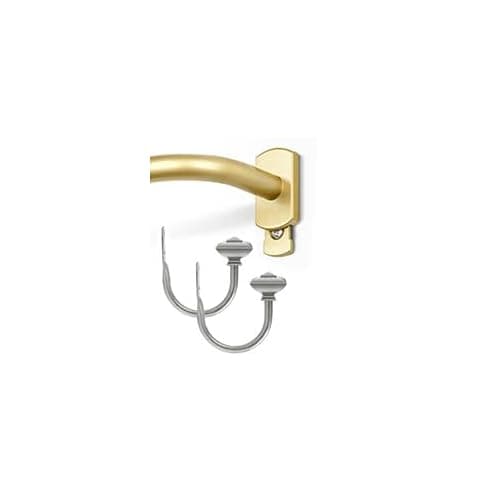 KAMANINA Bundle of 35 to 118 Inches Gold Wrap Around Curtain Rod and Silver Holdbacks with Square Finials 1 Pair