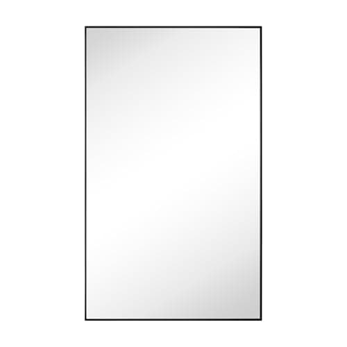 TEHOME Black Bathroom Vanity Mirror with Squared Corners, 24x40'' Matt Black Rectangle Stainless Steel Metal Framed Mirror for Bathroom
