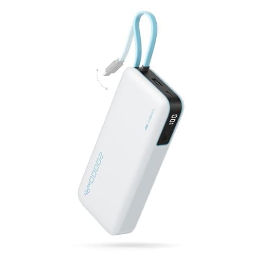 CUKTECH 45W Power Bank 20000mAh, Portable Travel Charger Built-in USB C Cable, Fast Charging Battery Pack for iPhone 16/15/14/13, iPad, Samsung
