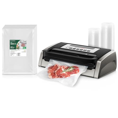 Bonsenkitchen Vacuum Sealer Machine VS4100+Bonsenkitchen Vacuum Food Sealer Bags 100 Quart 8" x 12" VB3205