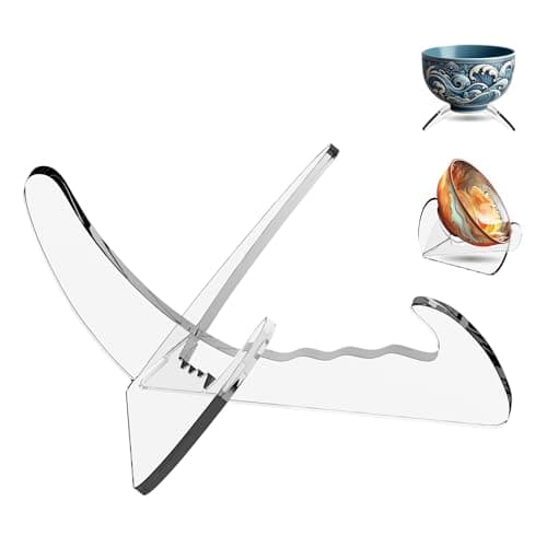 Boloyo "X Shape Acrylic Bowl Display Stand, 3.5 Inch 1PC Clear Acrylic Bowl Plate Platter Dish China Porcelain Display Holder Easel Base for Home