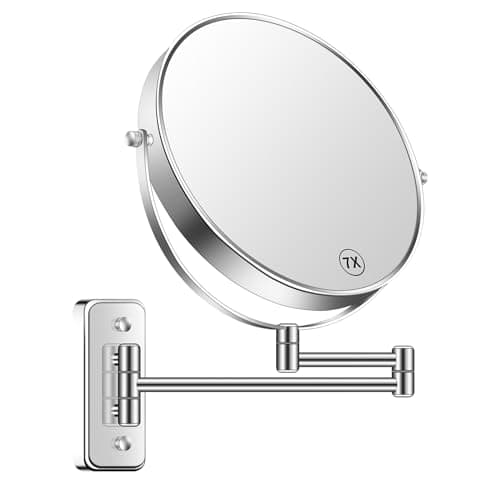 9” Large Wall Mounted Makeup Mirror 1X/7X Double-Side Bathroom Magnifying Mirror 360 Swivel Vanity Mirror Extendable Shaving Wall Mount Cosmetic
