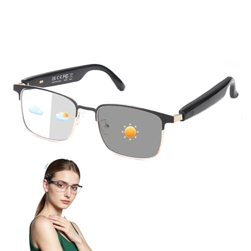Smart Glasses for Men & Women, Photochromic Lenses, Bluetooth Audio Glasses with Open-Ear Wireless Speakers, Hands-Free Music & Calls, Voice Control,
