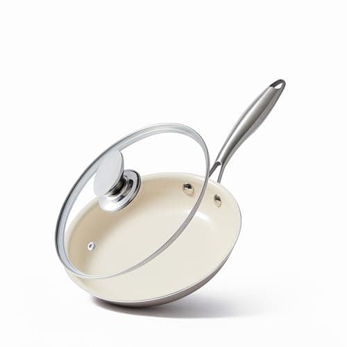 9.25" Ceramic Frying Pan with Lid, Nonstick Omelette Pan, Induction