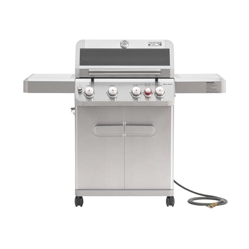 Monument Grills 4+1 Burner Natural Gas Grill with Natural Gas Hose, 50,000 BTU Stainless Steel Outdoor Patio Barbecue Grill, Broil Zone Fast Heating,