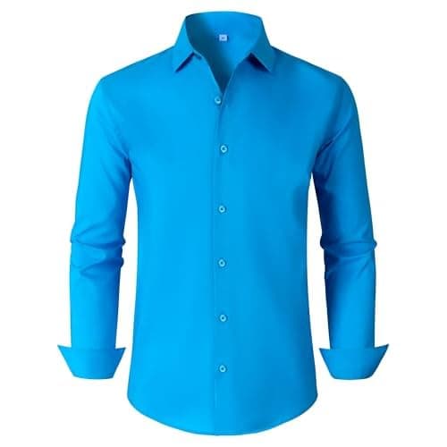 BBIBBI Mens Dress Shirts for Men Long Sleeve Wrinkle Free Button Down Shirt Formal Business Casual Shirts