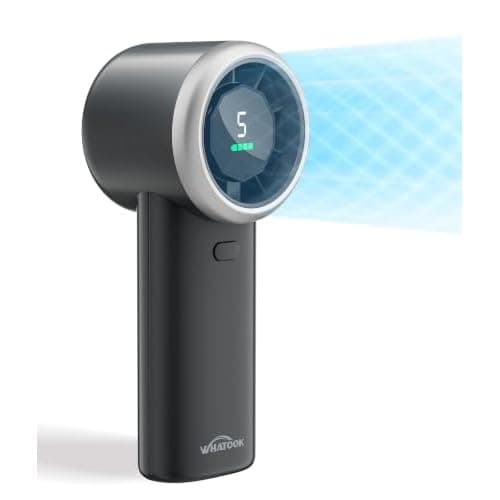 WHATOOK Portable Handheld Turbo Fan, 5 Speeds Mini Personal Fan with 4000mAh Rechargeable Battery, Small Pocket Fan for Travel Essentials, Beach,