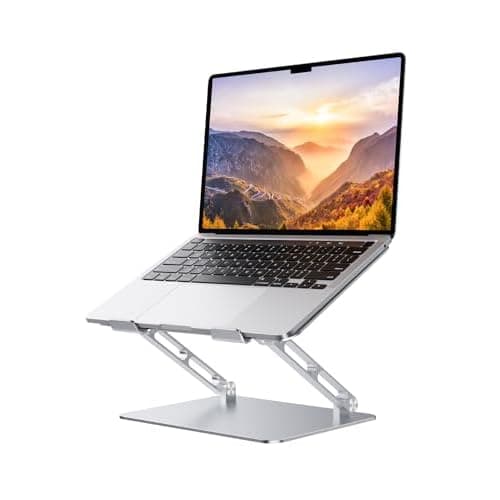 Orlian Foldable Aluminum Laptop Stand for 10-17.3" Laptops, Height Adjustable Portable Ergonomic Computer Holder, Space Saving Desk with Heat