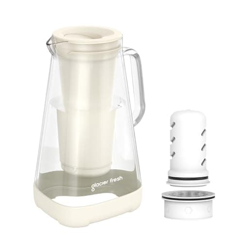 GLACIER FRESH 10 Cup Purela Glass Water Pitcher with 1 Ultrafiltration Membrane and Activated Carbon Filter