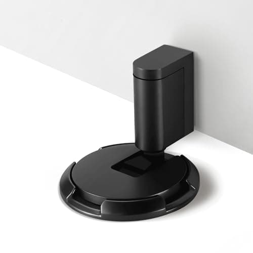 2 Pack Adjustable Bottom Door Stopper Windproof Door Holder No Drilling Mechanical Floor Door Stop with Screw and Adhesive Matte Black MB-2