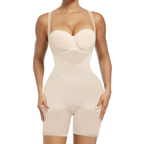Women Waist Trainer Bodysuit Full Body Shaper Vest Tummy Control Slim Corset Shapewear Tank Tops XX-Large Beige