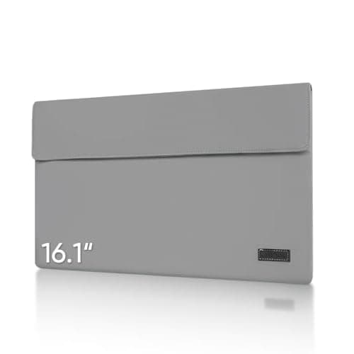 ARZOPA 16.1" Portable Monitor Sleeve Bag, PU Leather Case for Travel Monitor Laptop, Grey