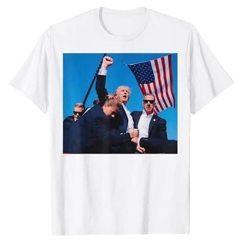 American Flag 2024 Trump Men's Novelty Cotton Graphic tees Men Plus Voting Patriotic Rally Tshirt for Men Funny, US Printed X-Large White