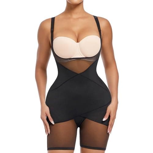 Women Waist Trainer Bodysuit Full Body Shaper Vest Tummy Control Slim Corset Shapewear Tank Tops Large Black