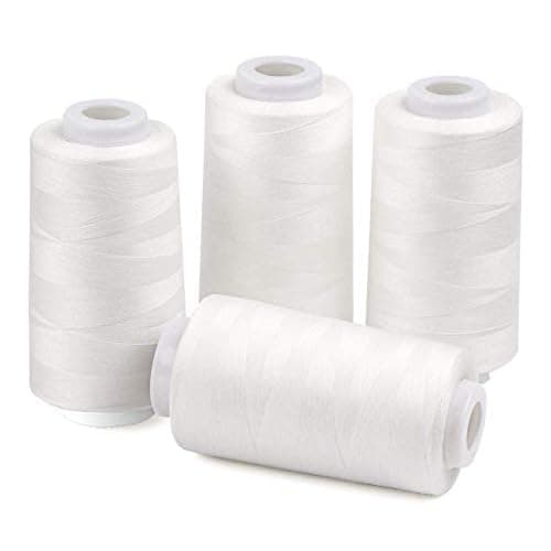 ilauke 4 x 3000 Yards Serger Thread, White 40S/2 Thread | All purpose Polyester Sewing Thread for Overlock Sewing Serger Machine