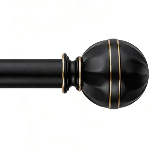 Black Curtain Rods 18"-144",1 Inch Adjustable Decorative Curtain Rod | Heavy Duty Window Curtains Rod for Bedroom Living Room