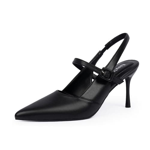 Easyfox Closed Toe Heels for Women Slingback Stiletto Dress Wedding Pumps | Chic Pointed Toe, Slim Stiletto Heel, Adjustable Slingback Strap, Womens