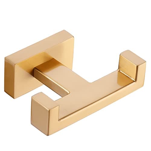 Double Bathroom Towel Hook for Wall Mounted - Gold Modern Towel Holder - Heavy Duty Coat Robe Hooks for Wall - Stainless Steel Shower Towel Hanger