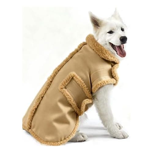Dog Winter Jacket, Warm Windproof Dog Coat Sweaters for Small Dogs, Thick Apparelf Fleece Coat for Medium Large Dog (Brown Large)