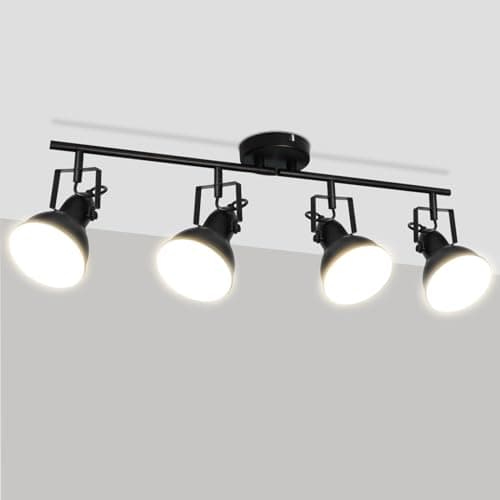 LTBLIGHT 4-Light Track Lighting Fixtures Ceiling Industrial Style, E26 Base | Adjustable directional heads,for kitchen,bedroom,living