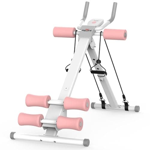 RELIFE REBUILD YOUR LIFE AB Workout Machine Adjustable Ab Trainer Machine Foldable Ab Cruncher Strength Training Equipment for Home Gym, Full Body