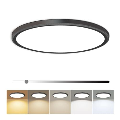 hunhun 12 Inch LED Flush Mount Ceiling Light Fixture 28W 3200LM Dimmable 5 Color Temperature in One Super Slim Round Ceiling Lamp Low Profile Ceiling