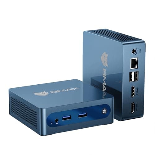 Bmax Mini PC B1 Plus, Intel Celeron J3355 (Up to 2.5GHz), 6GB RAM 128GB eMMC Support M.2 SSD Expansion (512GB/2TB), 4K Dual Display 2.4G/5G WiFi &