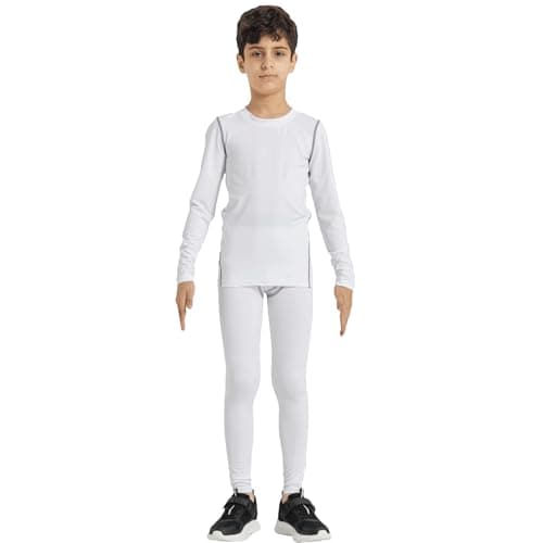 LANBAOSI Boys & Girls Long Sleeve Compression Shirts and Pant Thermal Set | Thermal Layer Traps Heat, Stretchy Material for Full Motion, Unisex Kids'