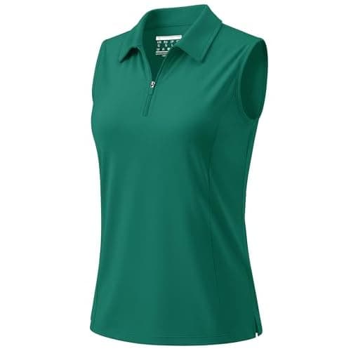 MAGCOMSEN Womens Golf Shirt Sleeveless Polo Quarter Zip Tennis Tank Tops | UPF 50+, 1/4 Zip Collar, Princess Seam, Moisture-wicking, Quick Dry,