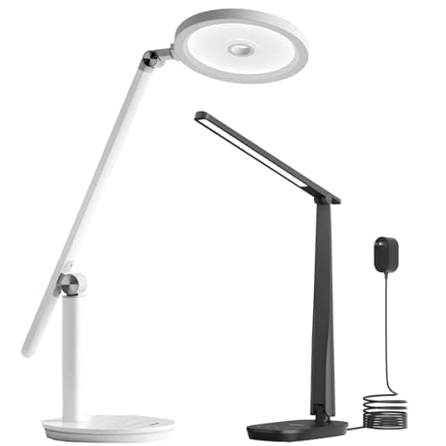 Honeywell LED Desk Lamp for Home Office, Dimmable & 4 Color Modes, USB A+C Dual Charging, Eye-Caring LED Light with Timer, Black