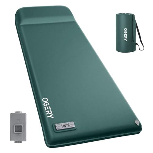 OGERY Self Inflating Sleeping Pad with Electric Pump, Memory Foam | 3.15 in Thick, Built-in Pillow, 4 Season, Tent Camping, Car Camping, RV, Quiet