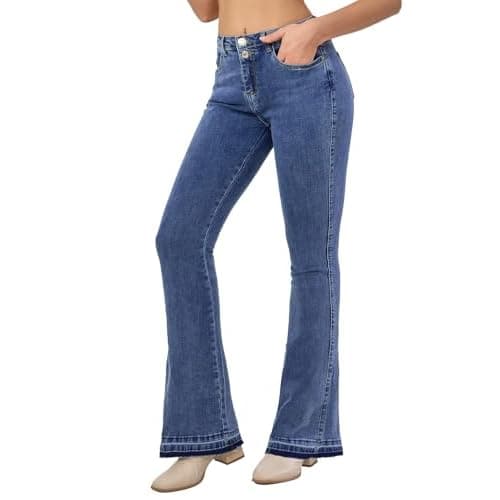 VIPONES Women's Flare Bell Bottom Jeans High Waisted Wide Leg Bootcut Jeans Stretchy Denim Pants