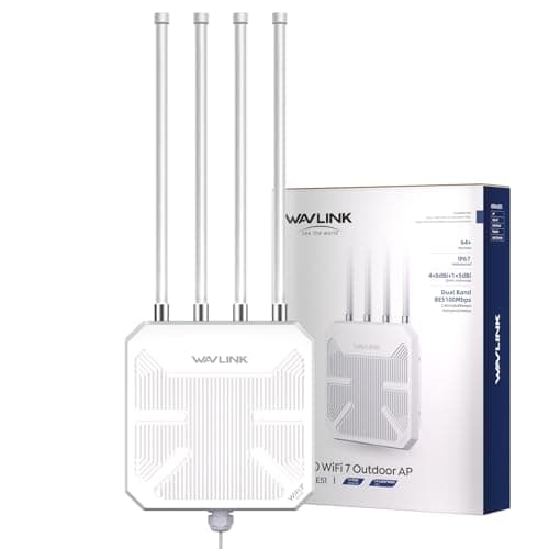 WAVLINK WiFi 7 BE5100 Outdoor WiFi Extender | Dual Band WiFi Repeater,AP, Mesh Router, POE Powered, IP67 Waterproof, 4 x 8dBi Antennas, 2.5 Gbps