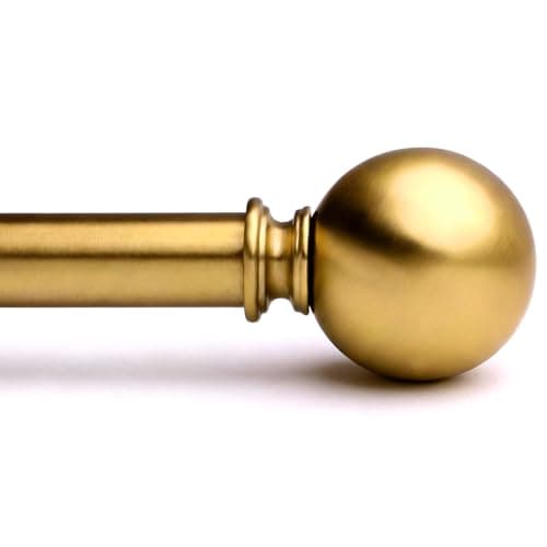 Golde Curtain Rods for Windows 18 to 88 inches,1 Inch Modern Metal Drapery Rods,Adjustable Heavy Duty Curtain Pole with Round Finials(18"-88"Soft