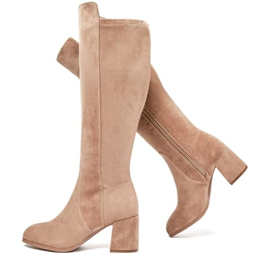 Ruiee Extra Wide Calf Heeled Knee High Boots for Women. | X-Wide Calf, True Wide Width, Gogo Boots, Chunky Heeled, Plus Size, Classic Versatile