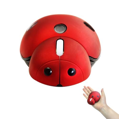 elec Space Mini Small Wireless Mouse for Kids, Cute Animal Ladybug Shape 3000DPI Portable Mobile Optical Mouse with USB Receiver Cordless Mouse for PC