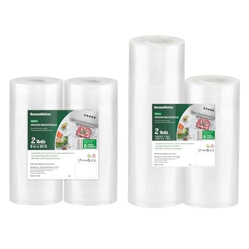 Vacuum Food Sealer Bags 8" x 50' & 11" x 50' + 8" x 50' Rolls 2 pack (Total 4 Rolls)