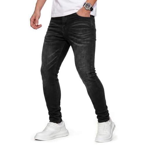 GINGTTO Black Skinny Jeans Men Stretch Denim Pants Athletic Fit 28x30 | Super stretchy, Lightweight, Skinny fit, Elastic waist, Make u have a size