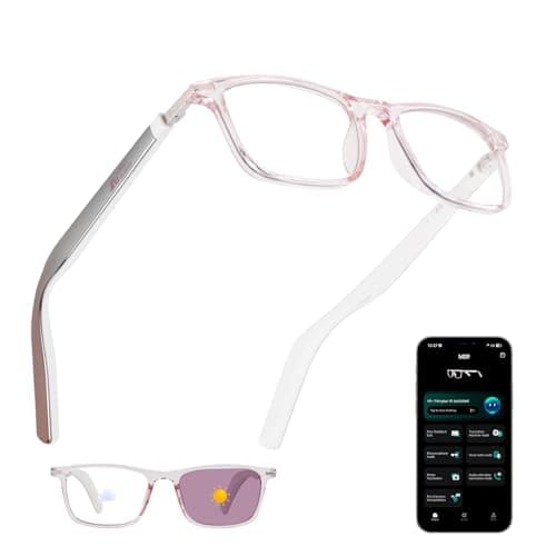 AI Smart Glasses for Women with Stylish Rose-Gold Thin Temples | Real-Time Translation - 164 Languages, Color-Changing Lenses, Lightweight, Free App,