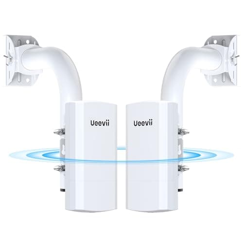 UeeVii 2.4G Point to Point Wireless Bridge with 2 Bracket | Outdoor WiFi Bridge, with 3281ft Working Distance, 24V POE Power Supply, IP65 Waterproof