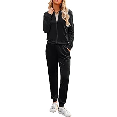 Marvmys Women's Velour Tracksuit Full Zip Up Sweatsuits Set 2 Piece Outfits Jogger Set